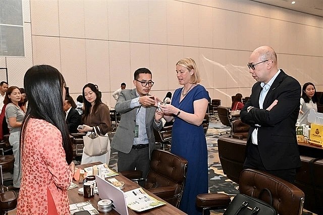 Vietnamese and New Zealand businesses participate in a B2B direct connection session to seek business cooperation opportunities. Photo: VNA/VNS