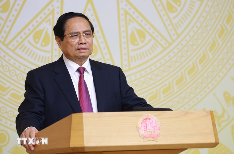 Prime Minister Pham Minh Chinh speaks at the 25th meeting of the National Steering Committee for Combating Illegal, Unreported and Unregulated (IUU) Fishing. (Photo: Duong Giang/VNA) Prime Minister Pham Minh Chinh speaks at the 25th meeting of the National Steering Committee for Combating Illegal, Unreported and Unregulated (IUU) Fishing. (Photo: Duong Giang/VNA)
