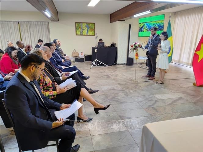 Hội thảo “Cơ hội phát triển Chuỗi giá trị Nông nghiệp Thông minh Việt Nam – Brazil”. Ảnh: ĐSQ Việt Nam tại Brazil/TTXVN phát