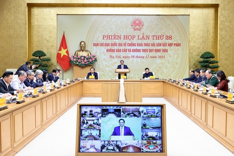 Prime Minister Pham Minh Chinh chairs the 28th meeting of the National Steering Committee on combating illegal, unreported and unregulated (IUU) fishing. (Photo: VGP) Prime Minister Pham Minh Chinh chairs the 28th meeting of the National Steering Committee on combating illegal, unreported and unregulated (IUU) fishing. (Photo: VGP)