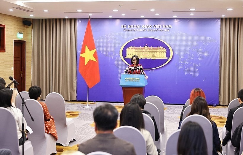Spokeswoman of the Ministry of Foreign Affairs Pham Thu Hang speaks at the Ministry of Foreign Affairs' regular press briefing. (Photo: VNA) Spokeswoman of the Ministry of Foreign Affairs Pham Thu Hang speaks at the Ministry of Foreign Affairs' regular press briefing. (Photo: VNA)