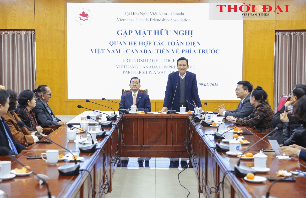 Dong Huy Cuong, Vice President of the Vietnam Union of Friendship Organizations, speaks at the Vietnam–Canada Friendship Meeting titled “Vietnam–Canada Comprehensive Partnership: Moving Forward.” (Photo: Dinh Hoa) Dong Huy Cuong, Vice President of the Vietnam Union of Friendship Organizations, speaks at the Vietnam–Canada Friendship Meeting titled “Vietnam–Canada Comprehensive Partnership: Moving Forward.” (Photo: Dinh Hoa)