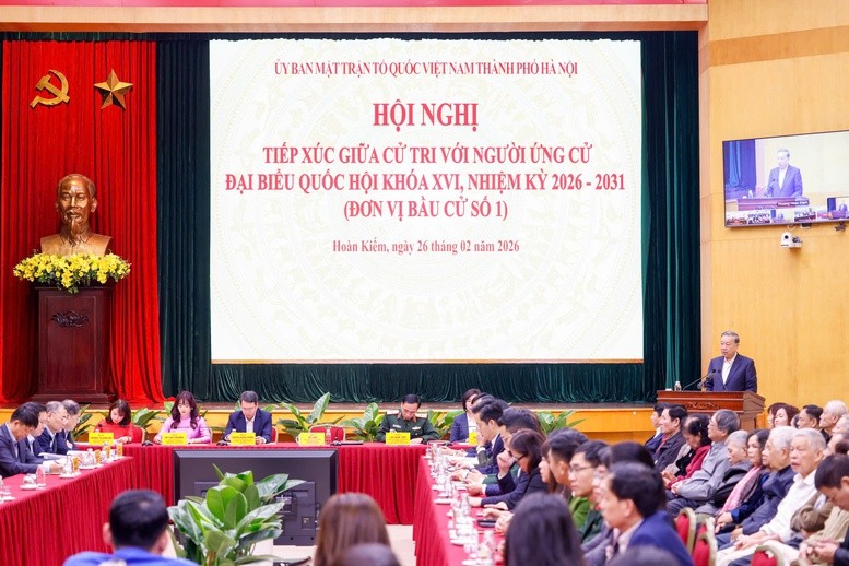 Tổng Bí thư Tô Lâm dự Hội nghị tiếp xúc giữa cử tri với người ứng cử đại biểu Quốc hội khóa XVI tại Hà Nội