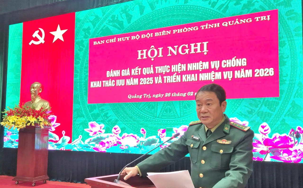  Đại tá Trịnh Thanh Bình, Chỉ huy trưởng BĐBP tỉnh Quảng Trị phát biểu tại hội nghị.