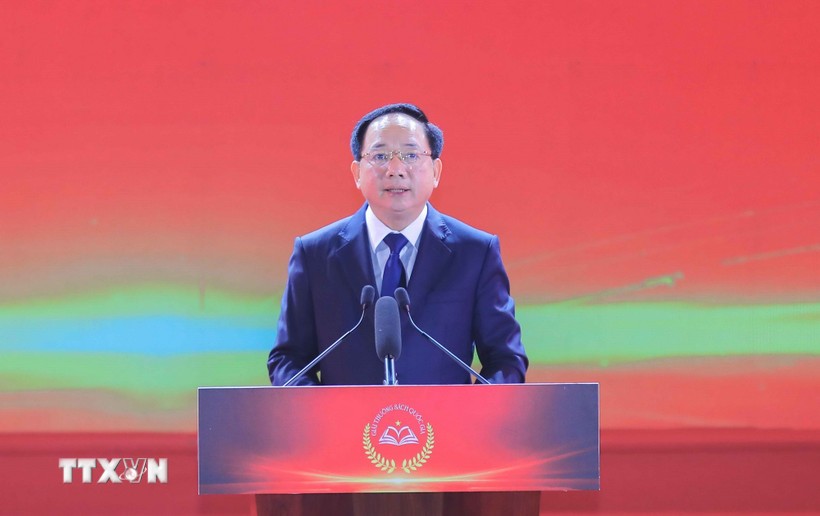 Ông Trịnh Văn Quyết, Ủy viên Bộ Chính trị, Bí thư Trung ương Đảng, Trưởng Ban Tuyên giáo và Dân vận Trung ương phát biểu. (Ảnh: Phan Phương/TTXVN)