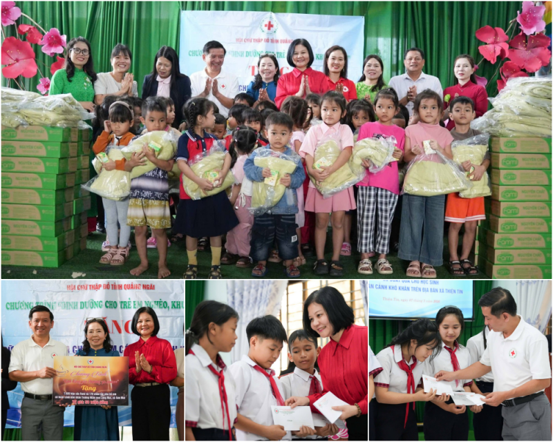 Trao sữa, chăn ấm và học bổng cho học sinh 4 xã vùng cao Quảng Ngãi Trao sữa, chăn ấm và học bổng cho học sinh 4 xã vùng cao Quảng Ngãi