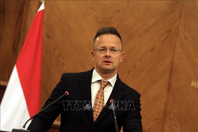 goại trưởng Hungary Peter Szijjarto phát biểu trong một cuộc họp báo. (Ảnh: THX/TTXVN) goại trưởng Hungary Peter Szijjarto phát biểu trong một cuộc họp báo. (Ảnh: THX/TTXVN)