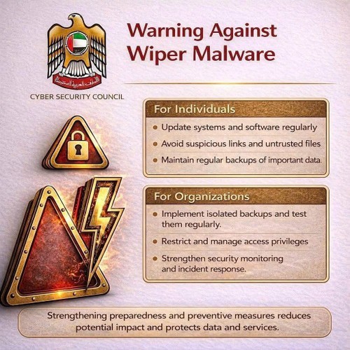 Content of the warning by the UAE Cybersecurity Council. (Photo: Embassy of Vietnam in the UAE)