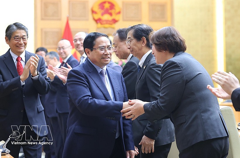 Prime Minister Pham Minh Chinh meets with leaders of Japanese businesses. (Photo: VNA) Prime Minister Pham Minh Chinh meets with leaders of Japanese businesses. (Photo: VNA)