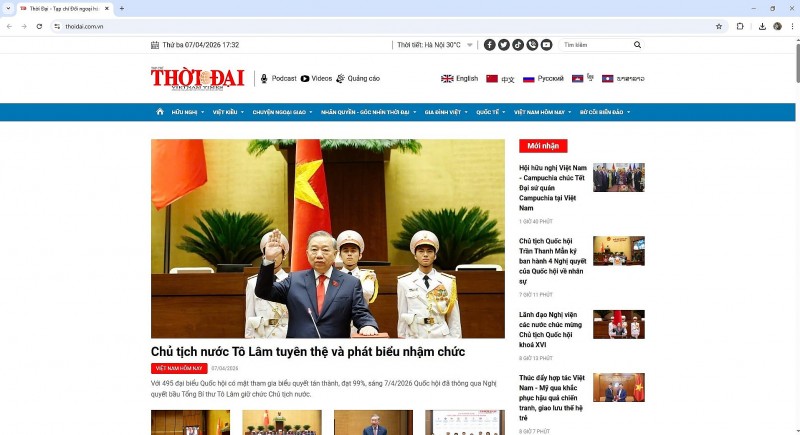 Phát triển chuyên trang báo chí đối ngoại bằng 5 ngôn ngữ trên Tạp chí Thời đại điện tử Phát triển chuyên trang báo chí đối ngoại bằng 5 ngôn ngữ trên Tạp chí Thời đại điện tử