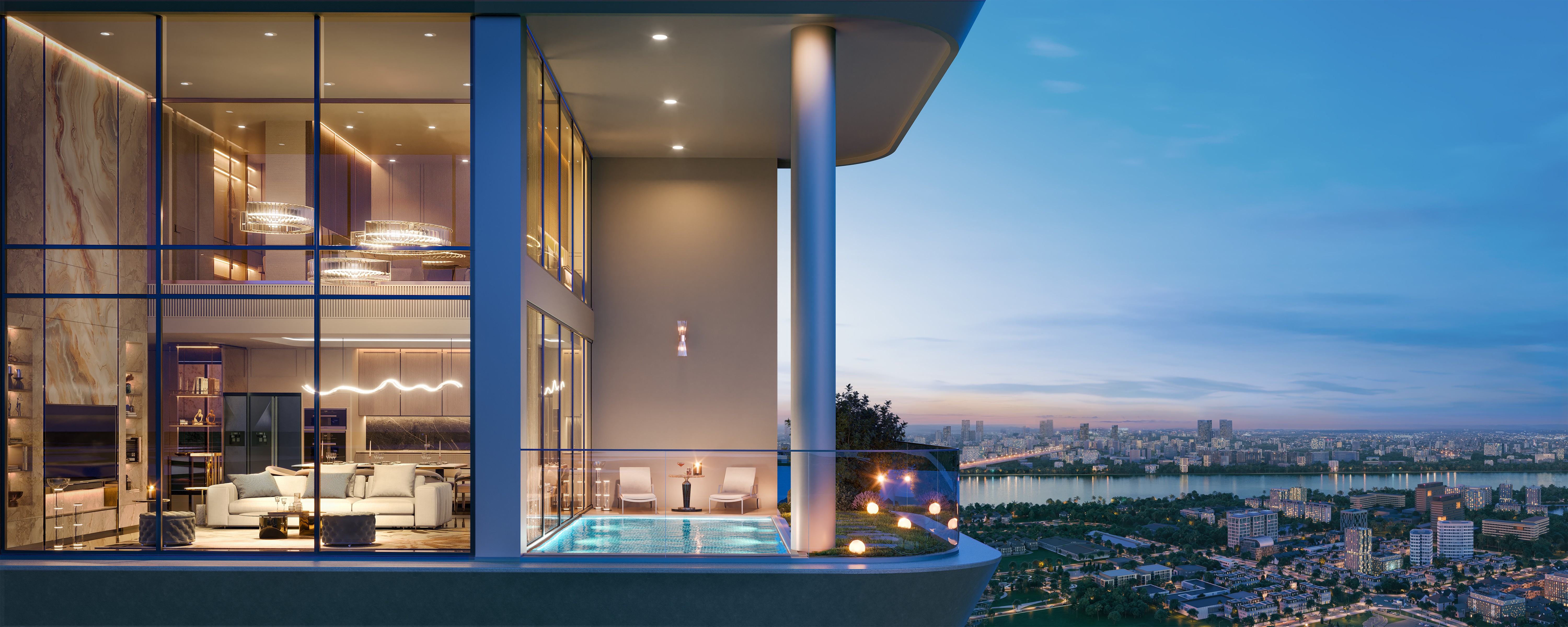 Mỗi căn duplex The Rey Edition đều được thiết kế ban công tích hợp hồ bơi và mảng sân vườn riêng tạo nên trải nghiệm sống như “nghỉ dưỡng tại gia”.