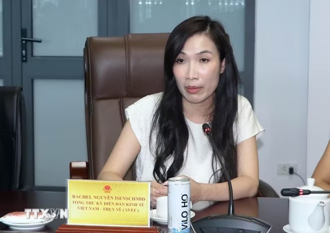 Rachel Nguyen Isenschmid, Secretary General of the Swiss–Vietnamese Economic Forum (SVEF), during a working session in Vinh Long in July 2025. (Photo: VNA) Rachel Nguyen Isenschmid, Secretary General of the Swiss–Vietnamese Economic Forum (SVEF), during a working session in Vinh Long in July 2025. (Photo: VNA)