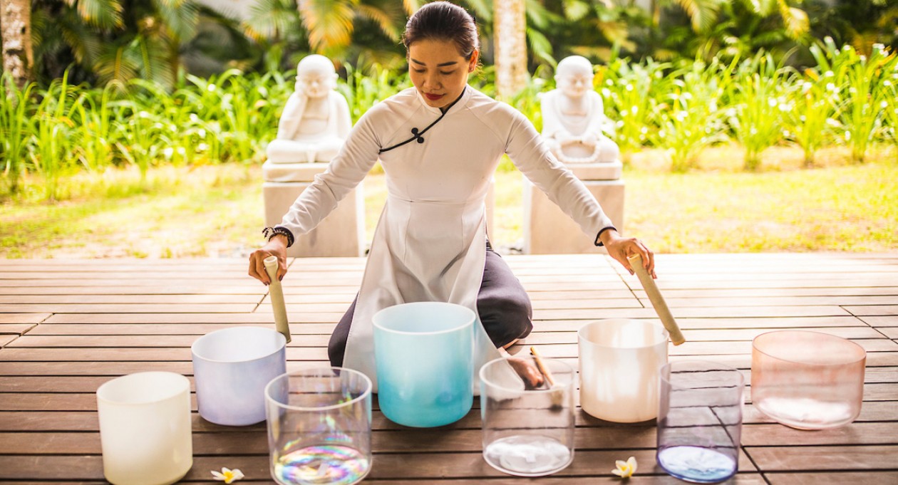 Visitors can enhance their wellness experiences like anti-gravity yoga, meditation sessions, and relaxing swims in a scenic beachfront infinity pool in Vietnam resorts Visitors can enhance their wellness experiences like anti-gravity yoga, meditation sessions, and relaxing swims in a scenic beachfront infinity pool in Vietnam resorts