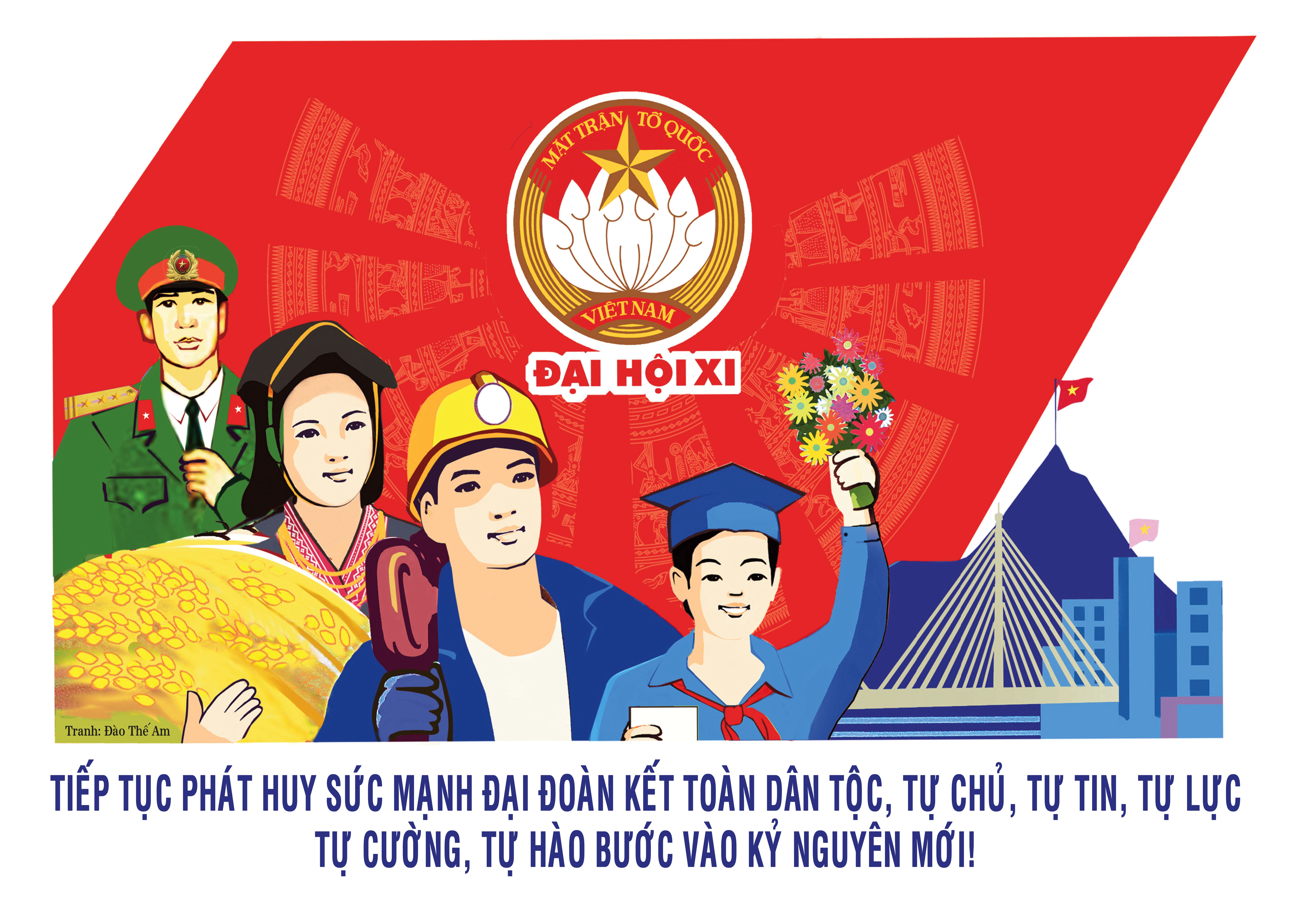 Tranh cổ động Đại hội đại biểu toàn quốc Mặt trận Tổ quốc Việt Nam lần thứ XI, nhiệm kỳ 2026-2031. (Ảnh: MTTQ Tranh cổ động Đại hội đại biểu toàn quốc Mặt trận Tổ quốc Việt Nam lần thứ XI, nhiệm kỳ 2026-2031. (Ảnh: MTTQ