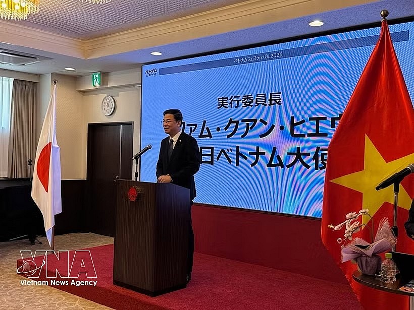 Vietnamese Ambassador to Japan Pham Quang Hieu speaks at the press conference on May 12. (Photo: VNA) Vietnamese Ambassador to Japan Pham Quang Hieu speaks at the press conference on May 12. (Photo: VNA)