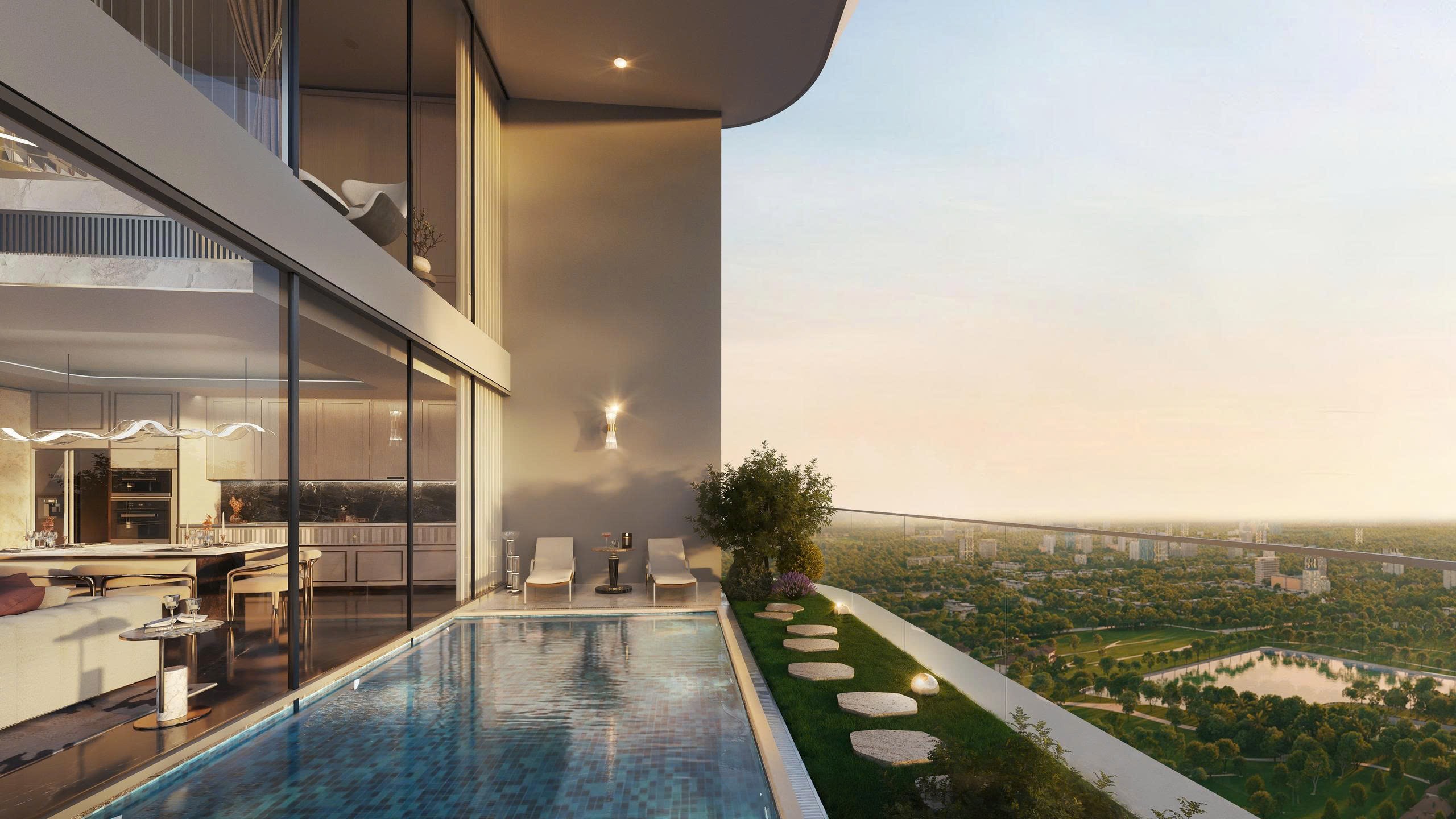 Đặc quyền bể bơi, sân vườn riêng tại các căn duplex The Rey Edition (Ảnh: Meygroup)