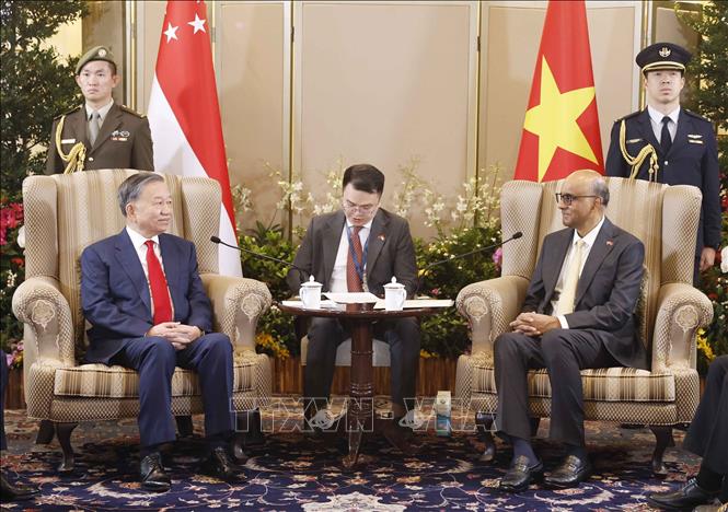 Tổng Bí thư, Chủ tịch nước Tô Lâm hội đàm với Tổng thống Singapore Tharman Shanmugaratnam Chú thích ảnh