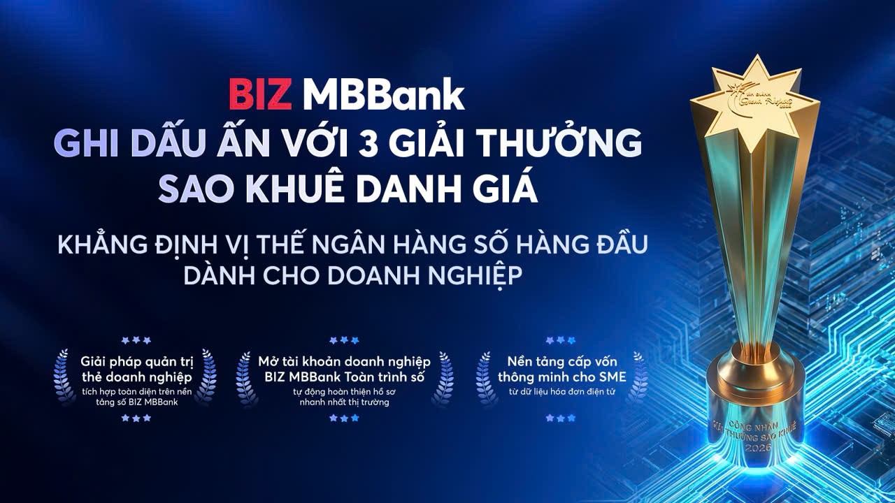 MB ghi dấu ấn với 5 giải thưởng Sao Khuê 2026 MB ghi dấu ấn với 5 giải thưởng Sao Khuê 2026