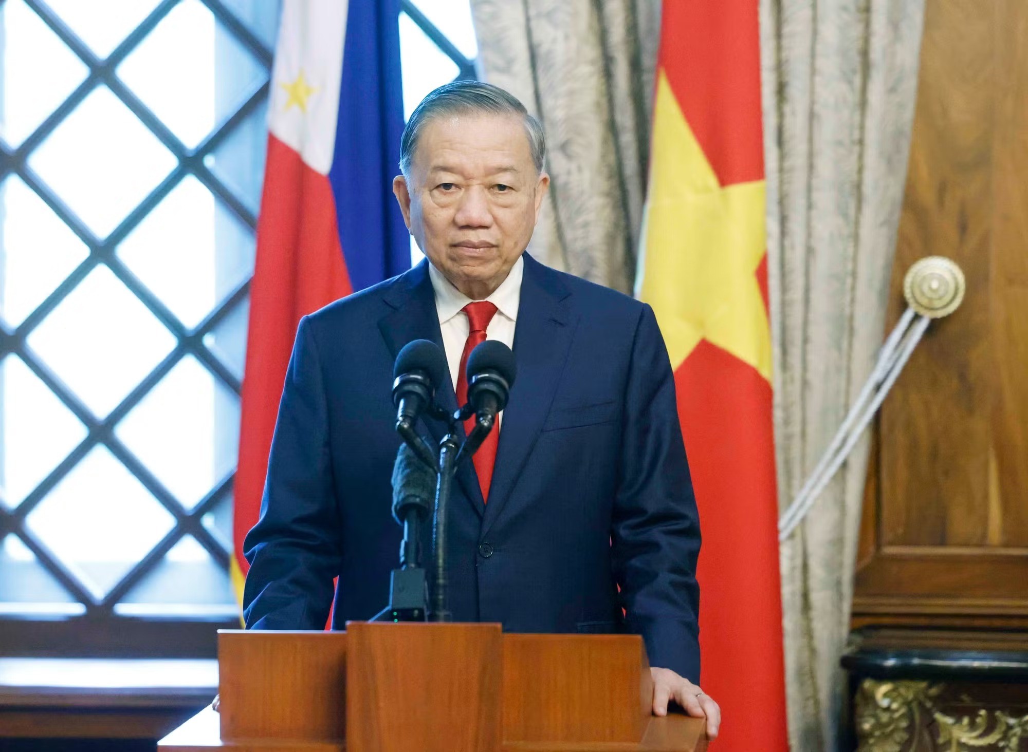 Tổng Bí thư, Chủ tịch nước Tô Lâm phát biểu tại cuộc gặp gỡ báo chí, thông báo kết quả hội đàm. (Ảnh: Thống Nhất/TTXVN) Tổng Bí thư, Chủ tịch nước Tô Lâm phát biểu tại cuộc gặp gỡ báo chí, thông báo kết quả hội đàm. (Ảnh: Thống Nhất/TTXVN)