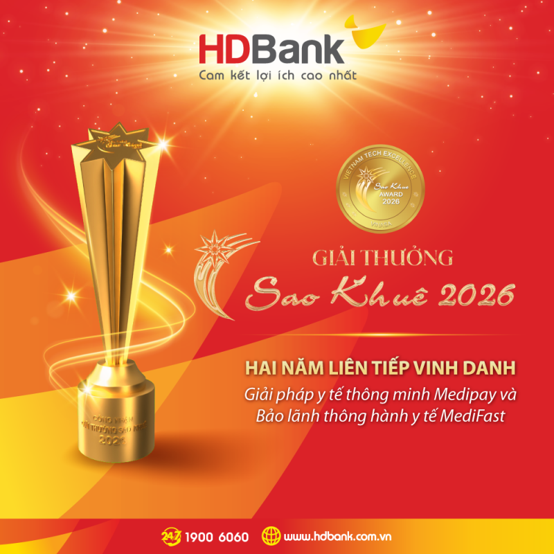 HDBank ghi dấu ấn tại Sao Khuê 2026 với bộ đôi giải pháp y tế số MediPay – MediFast