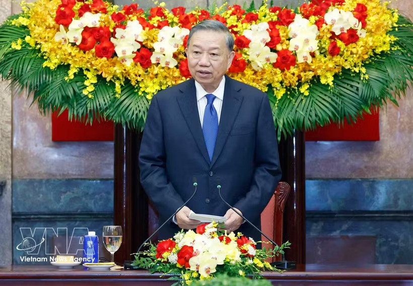 General Secretary of the Communist Party of Vietnam Central Committee and President of Vietnam To Lam speaks at the meeting with heads of delegations, international experts, scholars and representatives of international organisations attending the ASEAN Future Forum 2026 in Hanoi on June 9, 2026. (Photo: VNA)