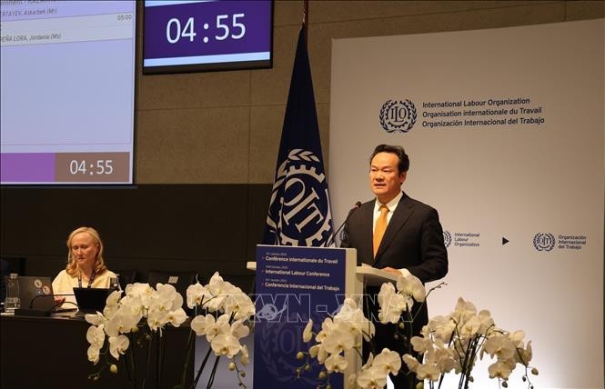 Ambassador Mai Phan Dung addresses the plenary session of the 114th International Labour Conference. (Photo: VNA) Ambassador Mai Phan Dung addresses the plenary session of the 114th International Labour Conference. (Photo: VNA)