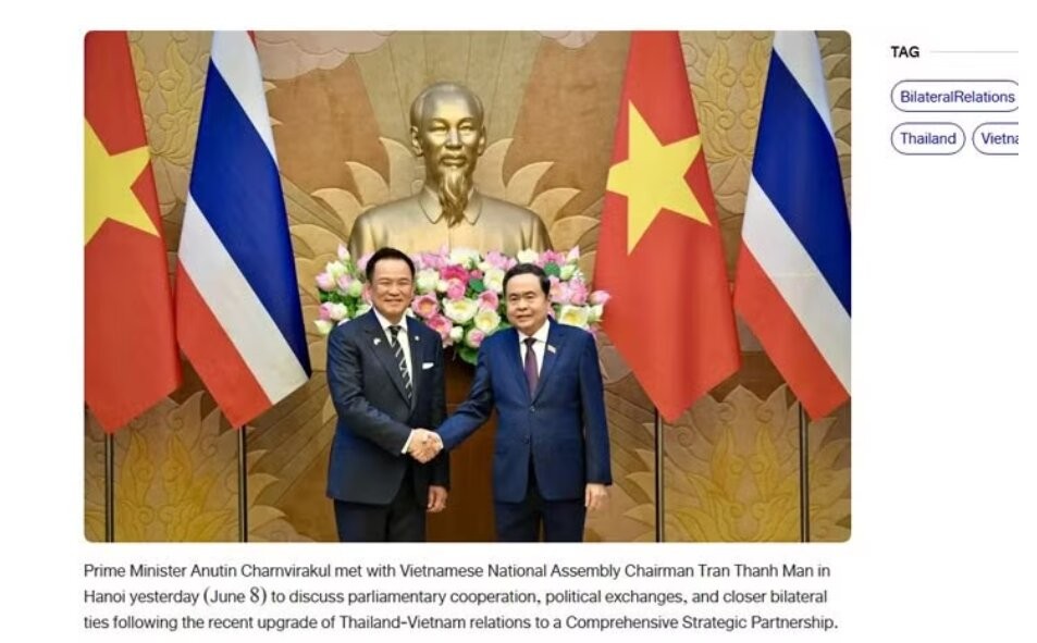 Thai Media Highlights Prime Minister Anutin Charnvirakul’s Visit to Vietnam