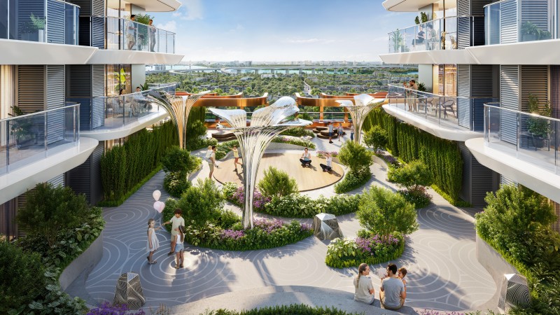 Các tầng cảnh quan tại Rivea Residences đưa thiên nhiên lên cao, tạo nên những khoảng thở xanh xen giữa kiến trúc và đời sống cư dân. (Ảnh: CĐT). Các tầng cảnh quan tại Rivea Residences đưa thiên nhiên lên cao, tạo nên những khoảng thở xanh xen giữa kiến trúc và đời sống cư dân. (Ảnh: CĐT).