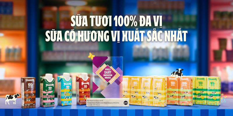 (Ảnh 2A hoặc Ảnh 2B): Sữa tươi Vinamilk 100% đa vị được vinh danh tại World Dairy Innovation Awards 2026 với hạng mục Sản phẩm sữa có hương vị xuất sắc nhất (Ảnh: VN). (Ảnh 2A hoặc Ảnh 2B): Sữa tươi Vinamilk 100% đa vị được vinh danh tại World Dairy Innovation Awards 2026 với hạng mục Sản phẩm sữa có hương vị xuất sắc nhất (Ảnh: VN).