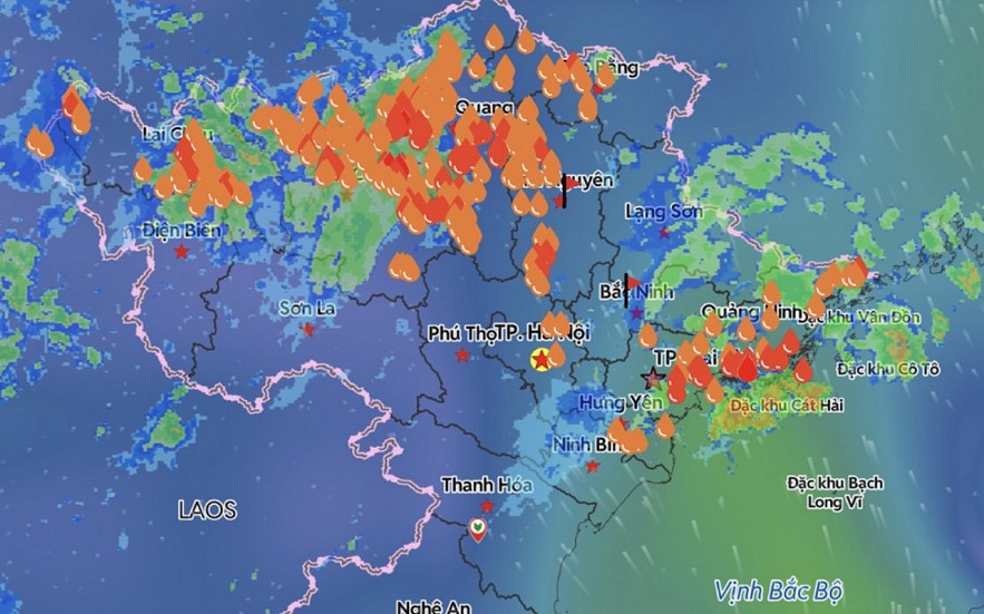 Heavy rain continues across many parts of northern Vietnam. Source: VNDMS.