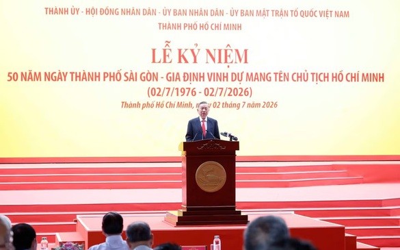General Secretary and President To Lam delivers remarks at the 50th anniversary of Sai Gon-Gia Dinh City named after President Ho Chi Minh, Ho Chi Minh City, July 2, 2026. Photo: VGP General Secretary and President To Lam delivers remarks at the 50th anniversary of Sai Gon-Gia Dinh City named after President Ho Chi Minh, Ho Chi Minh City, July 2, 2026. Photo: VGP