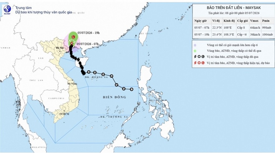 Maysak is forecast to weaken into a tropical depression by around 7 p.m. on July 5 before weakening into a low-pressure area. Maysak is forecast to weaken into a tropical depression by around 7 p.m. on July 5 before weakening into a low-pressure area.