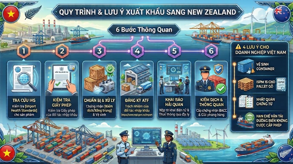 Quy trình nhập khẩu hàng hóa vào thị trường New Zealand