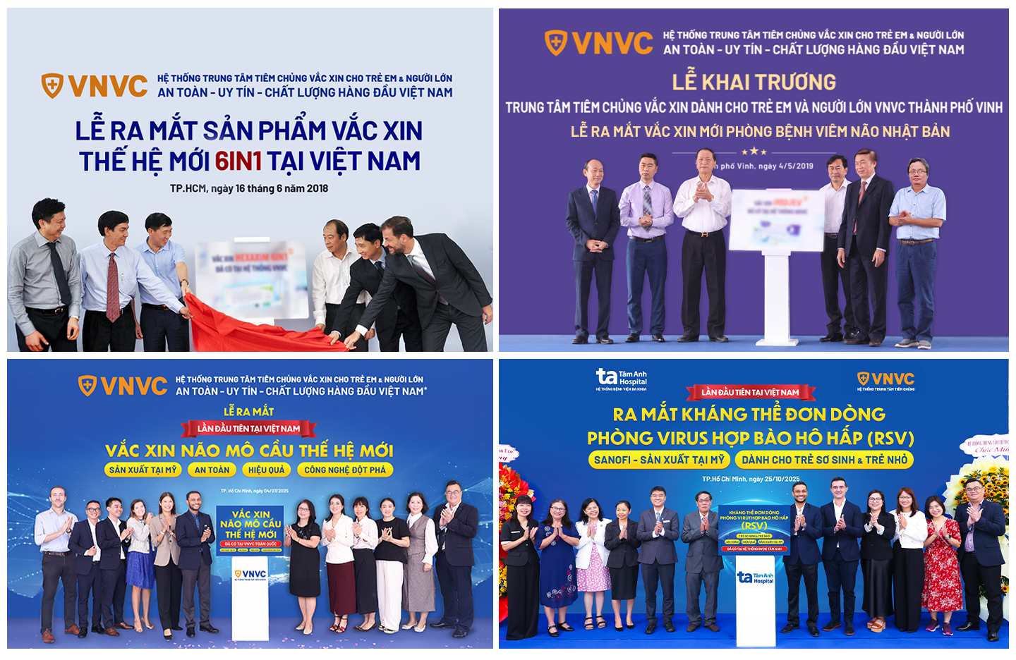 Nhiều năm qua, VNVC và Sanofi (Pháp) đã đưa về và triển khai tiêm tại Việt Nam nhiều loại vắc xin thế hệ mới cần thiết cho trẻ em và người lớn, như vắc xin 6 trong 1, viêm não Nhật Bản, não mô cầu ACYW, kháng thể đơn dòng RSV. Nhiều năm qua, VNVC và Sanofi (Pháp) đã đưa về và triển khai tiêm tại Việt Nam nhiều loại vắc xin thế hệ mới cần thiết cho trẻ em và người lớn, như vắc xin 6 trong 1, viêm não Nhật Bản, não mô cầu ACYW, kháng thể đơn dòng RSV.