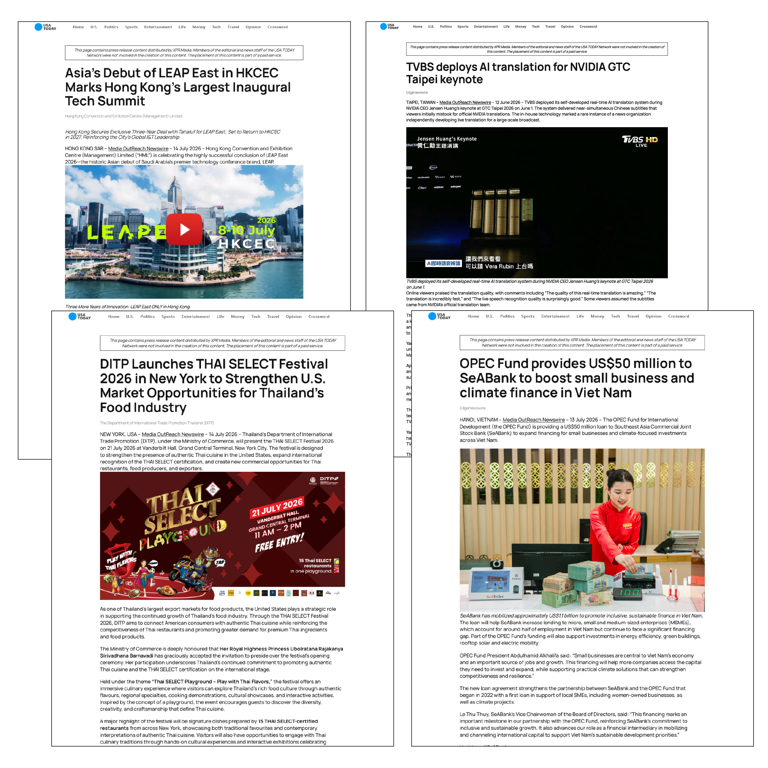 Guaranteed news postings on USA Today