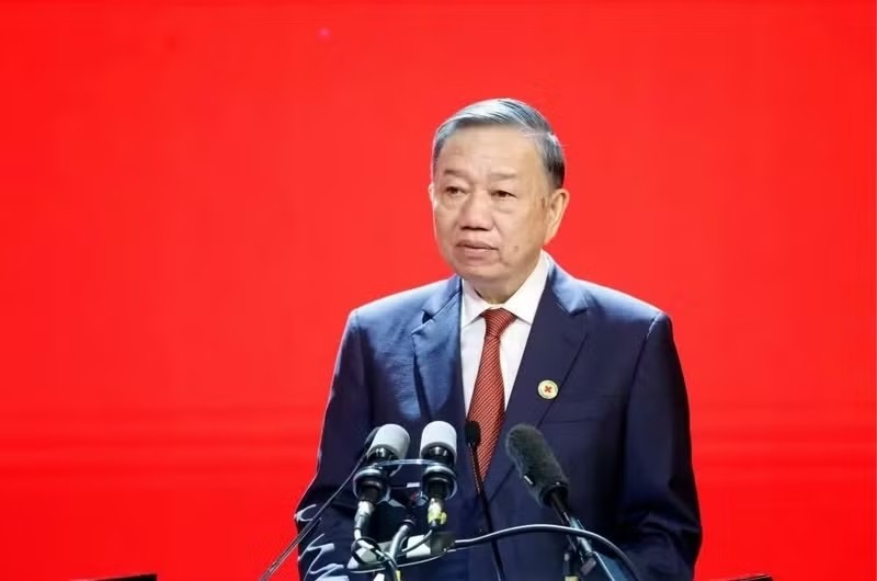 Party General Secretary and State President To Lam speaks at the congress. (Photo: VNA)