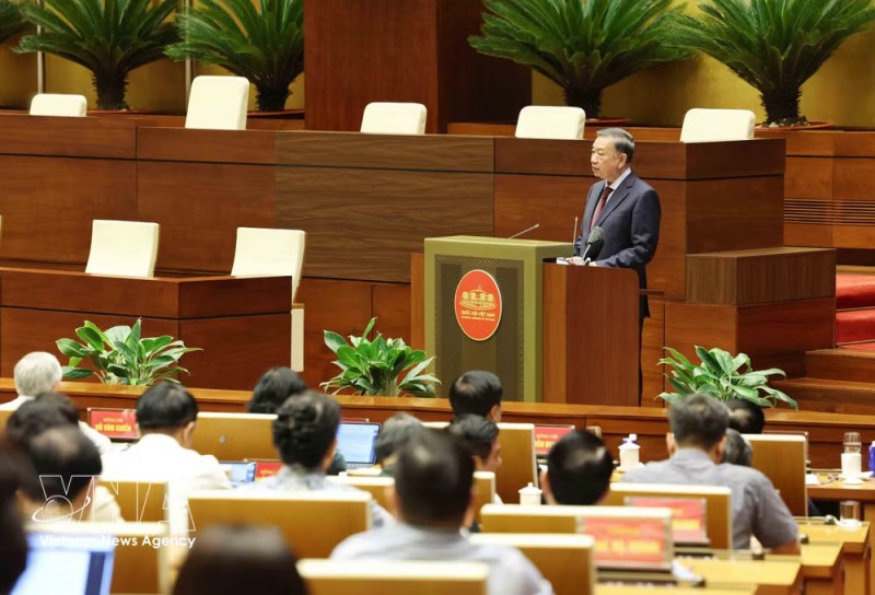 Party General Secretary and State President To Lam speaks at the national teleconference in Hanoi on July 29. (Photo: VNA)