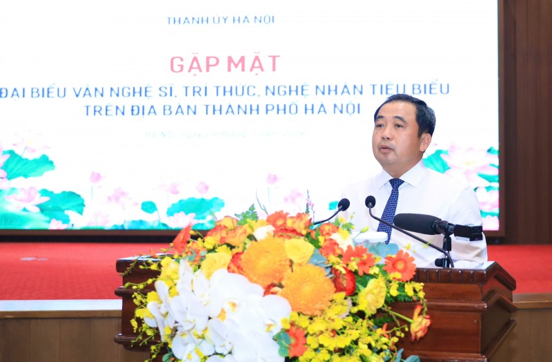 Bí thư Thành ủy Hà Nội Trần Đức Thắng phát biểu. (Ảnh: T.L) Bí thư Thành ủy Hà Nội Trần Đức Thắng phát biểu. (Ảnh: T.L)