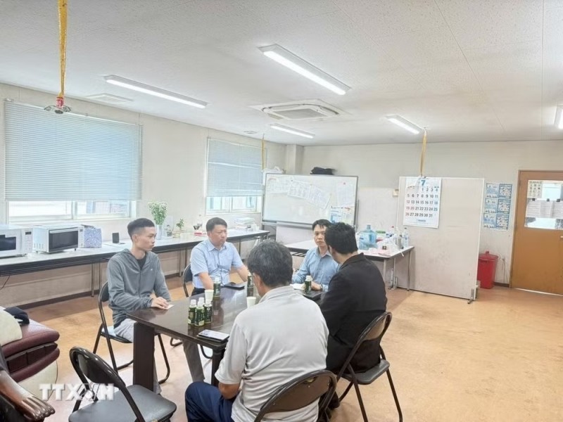 During a working session with the company and labour union that dispatched Tran Van Son to Japan (Photo: VNA) During a working session with the company and labour union that dispatched Tran Van Son to Japan (Photo: VNA)