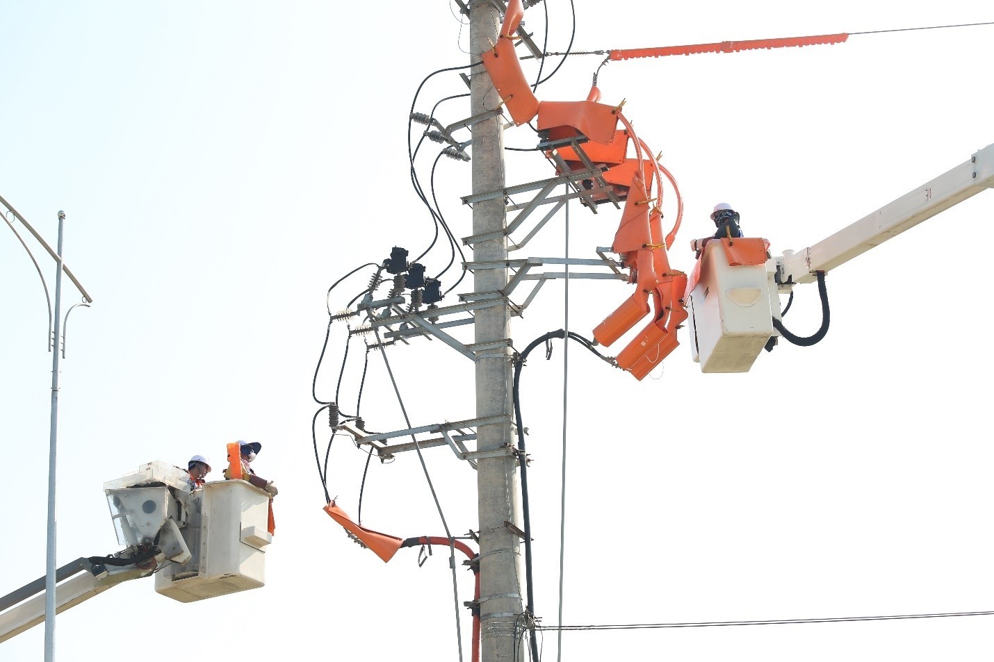 Bất chấp nền nhiệt hiện trường có thể lên tới 50°C, những người thợ Giữ nhịp dòng điện mùa nắng nóng: Từ bản lĩnh người thợ Hotline đến tầm nhìn quản trị của EVNNPC