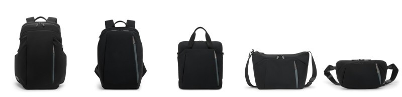 (Từ Trái qua Phải): Ba lô cỡ lớn 25L, Ba lô cỡ trung 20L, Túi Tote cỡ trung, Túi đeo chéo Crossbody cỡ trung và Túi Sling cỡ trung màu Đen (Từ Trái qua Phải): Ba lô cỡ lớn 25L, Ba lô cỡ trung 20L, Túi Tote cỡ trung, Túi đeo chéo Crossbody cỡ trung và Túi Sling cỡ trung màu Đen