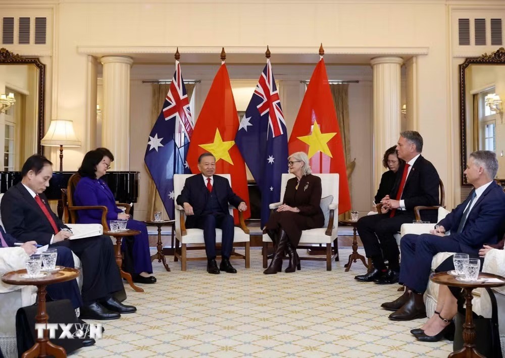 Tổng Bí thư, Chủ tịch nước Tô Lâm hội kiến Toàn quyền Australia Sam Mostyn. (Ảnh: Thống Nhất/TTXVN) Tổng Bí thư, Chủ tịch nước Tô Lâm hội kiến Toàn quyền Australia Sam Mostyn. (Ảnh: Thống Nhất/TTXVN)