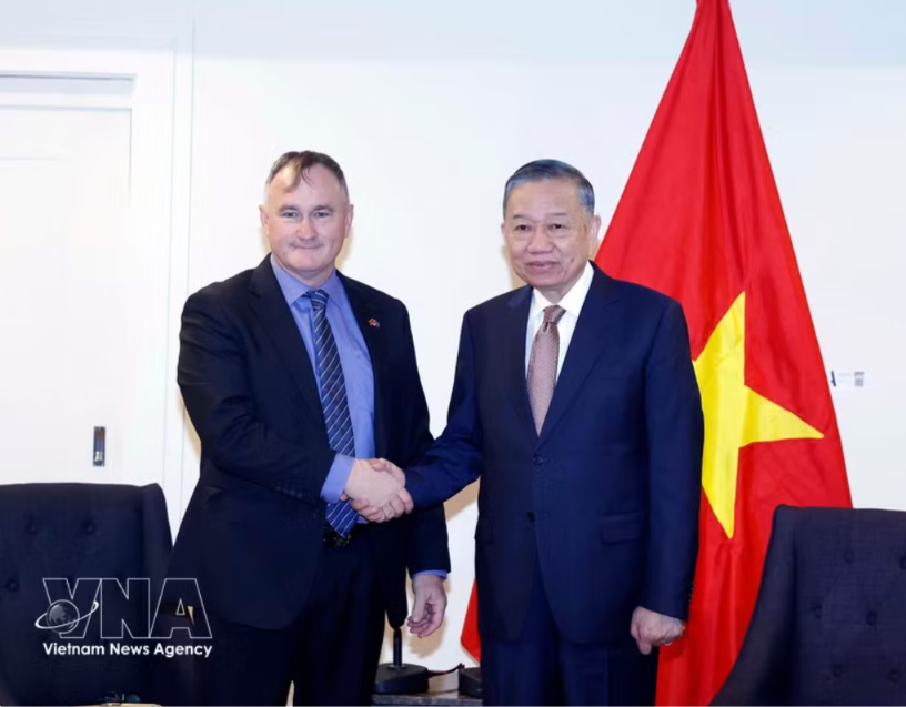 General Secretary of the Communist Party of Vietnam (CPV) Central Committee and President To Lam (right) meets with Craig Bradshaw, CEO of EQ Resources Limited of Australia. (Photo: VNA)
