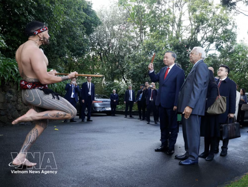 The traditional Māori welcome ceremony for General Secretary of the Communist Party of Vietnam Central Committee and President of Vietnam To Lam (Photo: VNA)