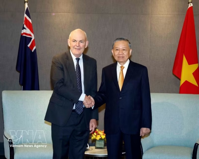 General Secretary of the Communist Party of Vietnam Central Committee and President To Lam (R) and Steven Joyce, Acting President of the New Zealand–Vietnam Friendship Association, at their meeting in Auckland on August 12, 2026. (Photo: VNA) General Secretary of the Communist Party of Vietnam Central Committee and President To Lam (R) and Steven Joyce, Acting President of the New Zealand–Vietnam Friendship Association, at their meeting in Auckland on August 12, 2026. (Photo: VNA)