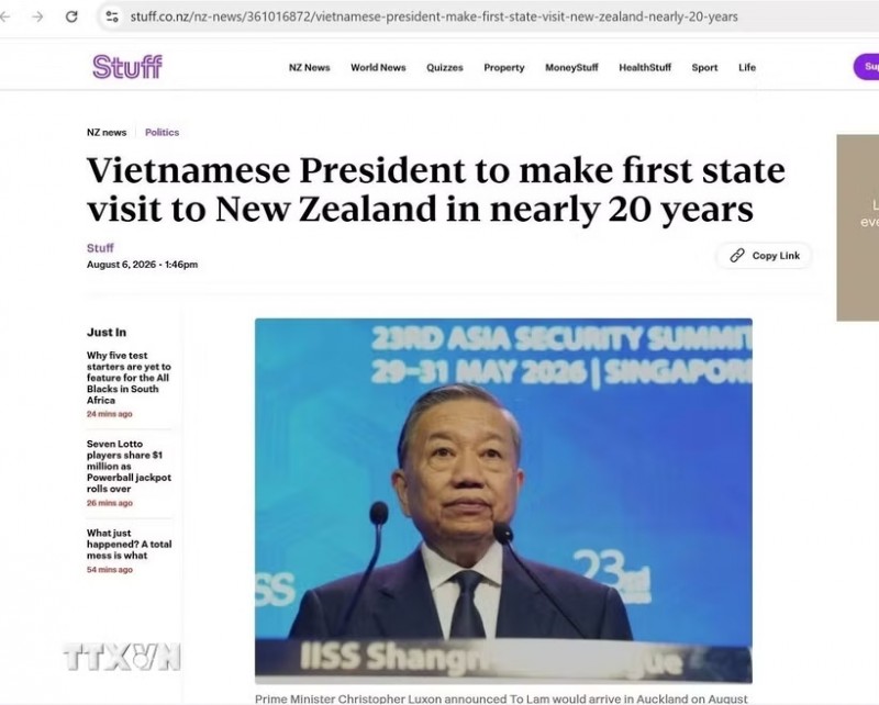 Stuff reported on General Secretary of the Communist Party of Vietnam Central Committee and President To Lam’s state visit to New Zealand. (Photo: VNA) Stuff reported on General Secretary of the Communist Party of Vietnam Central Committee and President To Lam’s state visit to New Zealand. (Photo: VNA)