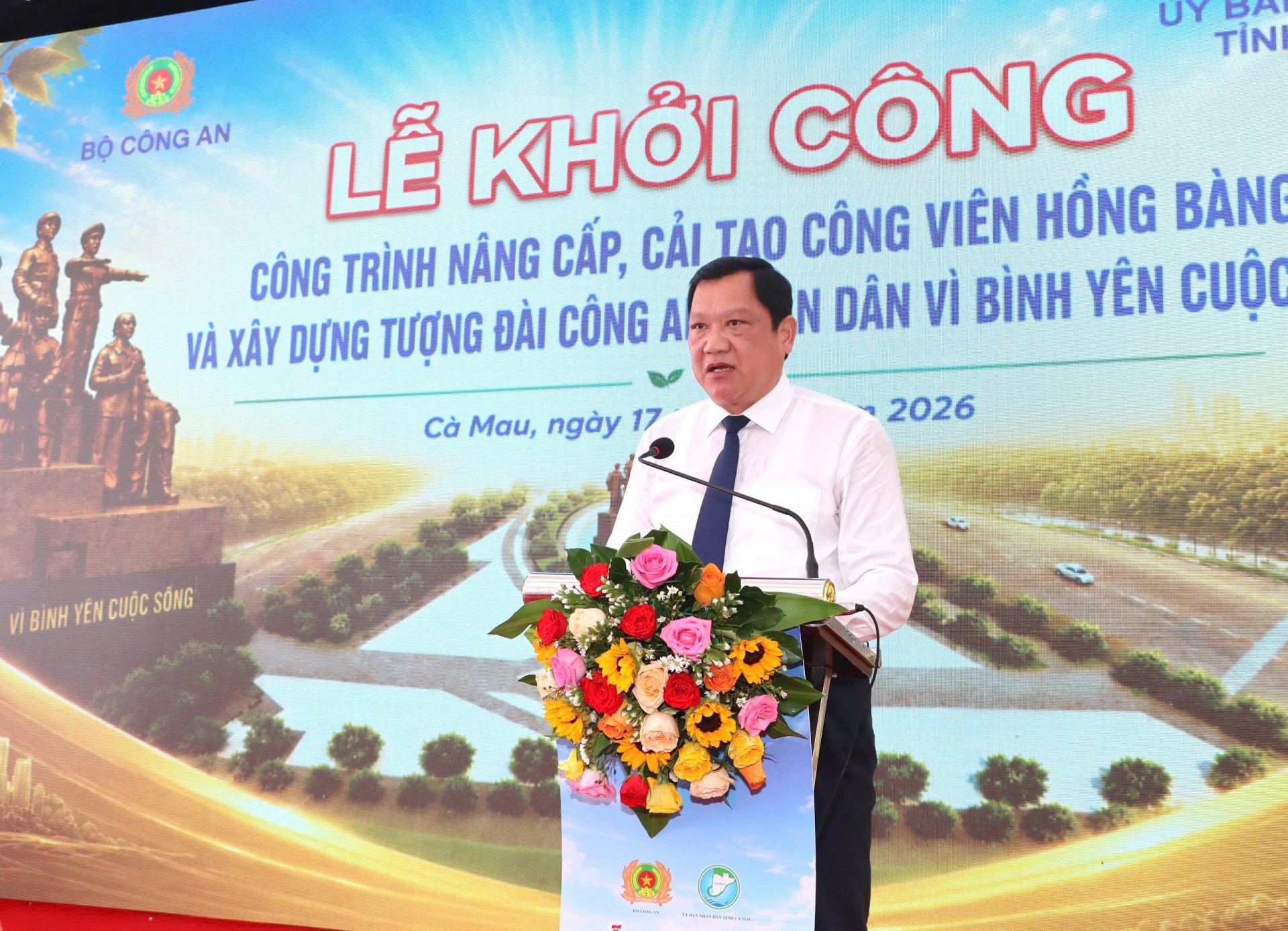 Cà Mau khởi công nâng cấp Công viên Hồng Bàng, xây dựng Tượng đài Công an nhân dân