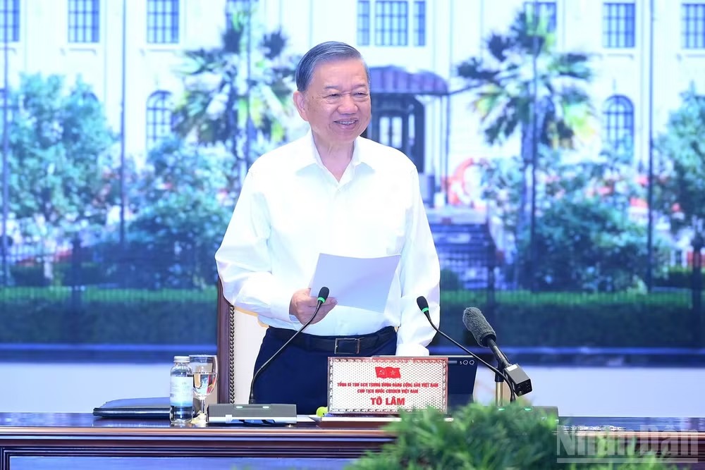 Tổng Bí thư, Chủ tịch nước Tô Lâm phát biểu tại cuộc làm việc. (Ảnh: ĐĂNG KHOA) Tổng Bí thư, Chủ tịch nước Tô Lâm phát biểu tại cuộc làm việc. (Ảnh: ĐĂNG KHOA)