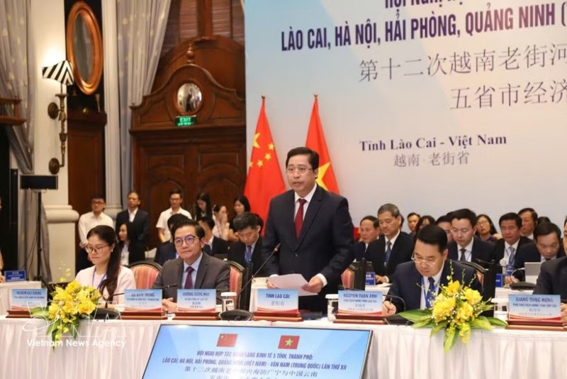 Secretary of the Lao Cai Party Committee Duong Quoc Huy speaks at the conference on August 24. (Photo: VNA)