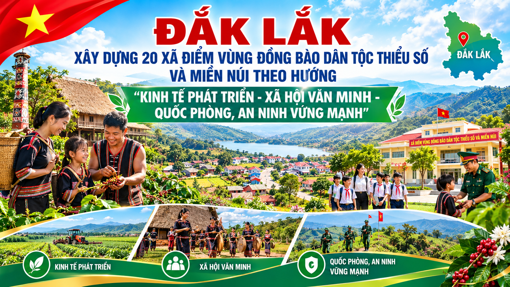 Đắk Lắk chọn 20 xã điểm vùng đồng bào DTTS và miền núi để xây dựng và phát triển toàn diện Đắk Lắk chọn 20 xã điểm vùng đồng bào DTTS và miền núi để xây dựng và phát triển toàn diện